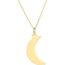 Prenses Pırlanta Kadın 14 Ayar Altın Hilal Kolye