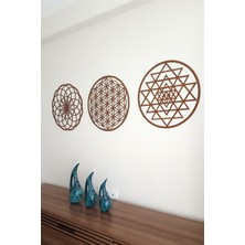 Hobicim Yaşam Çiçegi Sri Yantra Torus Kahverengi (Ceviz) 3lü Set 25X25CM