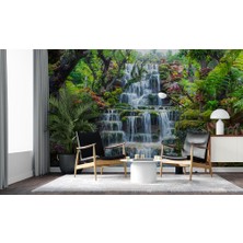 Özel Duvarlar Renkli Çiçekler Içerisinde Şelale Duvar Kağıdı