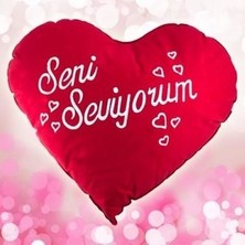 Anadolu Kalpli Seni Seviyorum Baskılı Yastık 30 x 25 cm.