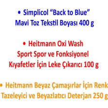Heitmann Mavi Toz Tekstil Boyası + Heitmann Spor Kıyafetler İçin Leke Çıkarıcı +Heitmann Beyaz Çamaşırlar İçin Beyazlatıcı