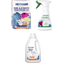 Heitmann Aşırı Beyazlık Katkısı Sıvı Deterjan + Heitmann Saf Sabun Leke Çıkarıcı Sprey + Heitmann Boya ve Kir Toplama Bezleri