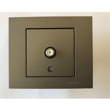 Çağatay Elektrik Çağatayelektrik Ovivo Grano Antrasit F Tip Uydu Tv Prizi Mekanizma+Çerçeve