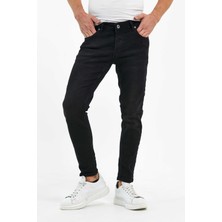 Enerjin Erkek Pantolon Skinny Fit Likralı Düz Siyah