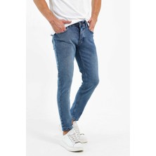 Enerjin Erkek Pantolon Skinny Fit Likralı Düz Açık Mavinwtm