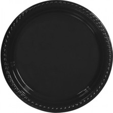 Elasya Hediyelik Siyah Plastik Tabak 22 cm 25 Adet