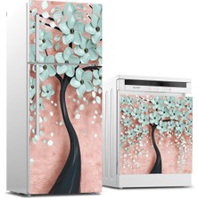 Sticker Art Buzdolabı ve Bulaşık Makinası Beyaz Eşya Sticker Kaplama 3D Ağaç
