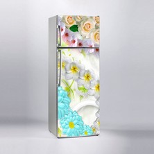 Sticker Art Buzdolabı Sticker Kaplama Dolap Kaplama Etiketi Renkli Çiçekler