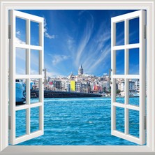 Sticker Art Pencere Poster Duvar Kağıdı Istanbul Galata Yapışkanlı Sticker