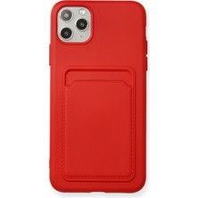 Nevarium iPhone 11 Pro Max Kılıf Kamera Korumalı Kartvizitli Silikon Kelvin - Kırmızı