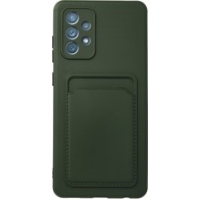 Nevarium Samsung Galaxy A52 Kılıf Kamera Korumalı Kartvizitli Silikon Kelvin - Koyu Yeşil