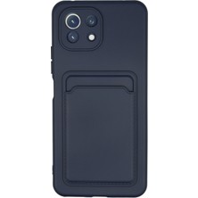 Nevarium Xiaomi Mi 11 Lite Kılıf Kamera Korumalı Kartvizitli Silikon Kelvin - Lacivert