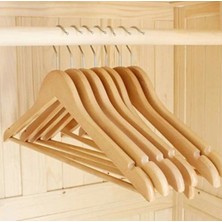 Olgun Home Ahşap Askı Naturel Kıyafet ve Elbise Askısı Gömlek Askısı 10 Adet