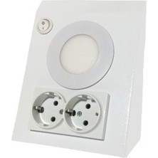 Gümüş Mühendislik Mutfak Dolap Tezgah Altı Spotlu Çift Prizli LED Aydınlatmalı-Beyaz Çelik Kasa