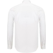 R-Germen Erkek Beyaz Mat Dakron Slim Fit Gömlek