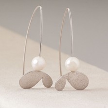 Takı Depo Kelebek Kanatları Inci Taşlı El Işi Gümüş Küpe