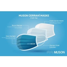 Muson Medical 3 Katlı Telli Cerrahi Maske 50'Li Kutu Msn-01