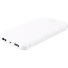 Asonic AS-P10 10000MAH 2*usb Output Powerbank Beyaz Taşınabilir Pil Şarj Cihazı