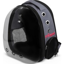 Miapet Şeffaf Fileli Astronot Kedi Köpek Taşıma Çantası 42X22X33 cm Gri