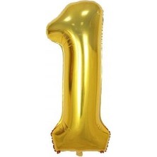 Parti Sürprizi 1 Rakam Folyo Balon Altın Renk 100 cm