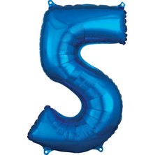 Parti Sürprizi Mavi Renk 5 Rakam Folyo Balon 100 cm