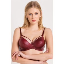 Magic Form 5059 Kadın Bordo Deri Görünüm Kumaşlı Sıvı Dolgulu Push-Up Sütyen