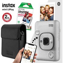 Instax Mini Liplay Hybrid Stone White Fotoğraf Makinesi Çantalı Seti 3