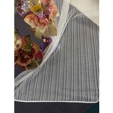 Taç Yeni Desen Makarna Çizgili Tül Perde Pilesiz Düz Dikim Pile