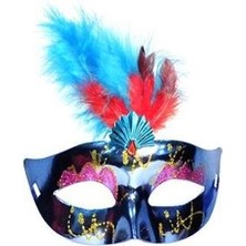 Event Party Store Maske Mavi Tüylü