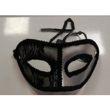 Event Party Store Maske Yarım Dantel Gümüş