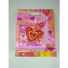 Event Party Store Hediye Çantası Plastik Kalpli Çıt Çıtlı 26CM x 33CM