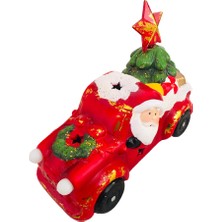 Event Party Store Yılbaşı Seramik Figür Işıklı Arabalı Noel Baba Yıldızlı
