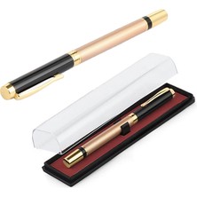 Pigado Özel Kutusunda Metal Gold İşlemeli Kapaklı Roller Kalem Siyah Tekli