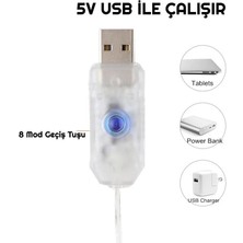 Exeo USB Perde Peri LED Kumandali Dekoratif Su Geçirmez Sarı