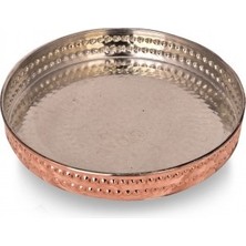 Turna Bakır Sultani Yuvarlak Fırın Tepsisi 25 cm El Dövme Kırmızı TURNA4827-1