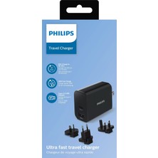 Philips DLP2621T/00 Universal Seyahat Şarj Adaptörü (Usb-C Pd 3.0 30W + Quick Charge 3.0 ) -Ab, Avustralya, Ingiltere ve Abd Tipi