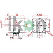 Ikon Ac Senkron Motor 68 Ktyz 10 Rpm 28W Viyol Motoru, 68KTYZ10RPM (7mm)