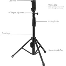 Puluzpuluz Bluetooth Deklanşör Uzaktan Selfie Çubuğu Tripod Siyah (Yurt Dışından)