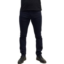 Amor Man Qr Kodlu Blue Black 5 Cep Regular Fit Bambu Dokuma Erkek Kanvas-Kot Pantolon