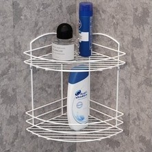 Olgun Home Iki Katlı Banyo Şampuan Köşeliği Duş Köşe Rafı Metal