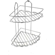 Olgun Home Banyo Köşe Duş Rafı Metal 2 Katlı Düzenleyici 36 cm