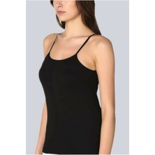 Tutku 12 Adet Siyah Renk Ribana Ip Askılı Atlet