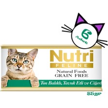 Nutri Feline Ton&tavuk Etli Ciğerli Tahılsız 85gr Nutri Yaş Kedi Maması 6 Adet