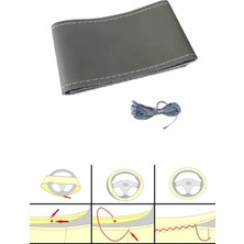 BTM Otomotiv %100 Deri Dikme Direksiyon Kılıfı Gri