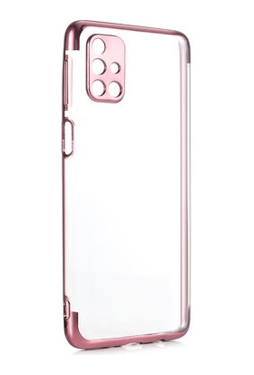 Roaks Aksesuar Samsung Galaxy M31S Kılıf Soft Dört Köşesi Renkli Lazer Silikon Nikelaj Rose Gold