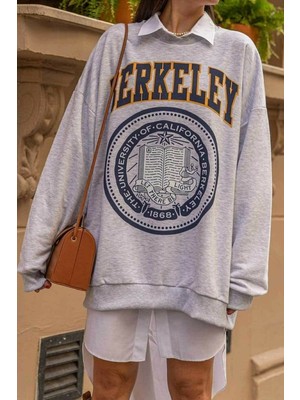 Black Giyim Gri Kadın Berkeley Baskılı Sweatshirt