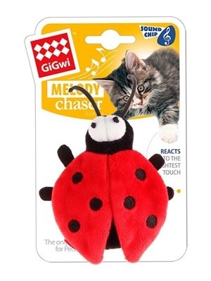 GiGwi  7252 Peluş Uğur Böceği Sesli Oyuncak 9 cm Eğlenceli Tasarım ile Kedinize Arkadaşlık Yapar
