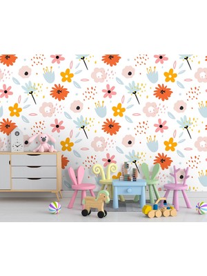 Özel Duvarlar Renkli Çiçekler Çocuk Odası Duvar Kağıdı