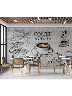 Özel Duvarlar 3 Boyutlu Kahve Temalı Duvar Kağıdı