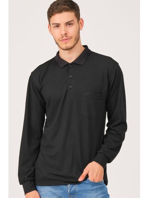 Dewberry V1902 Erkek Polo Sweatshirt-Siyah